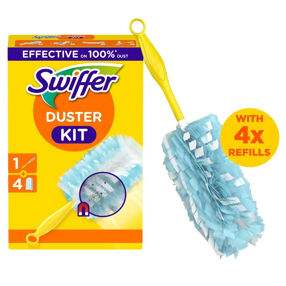 Swiffer Zestaw do usuwania kurzu przyciągający i zatrzymujący kurz (1 rączka + 4 miotełek do kurzu)