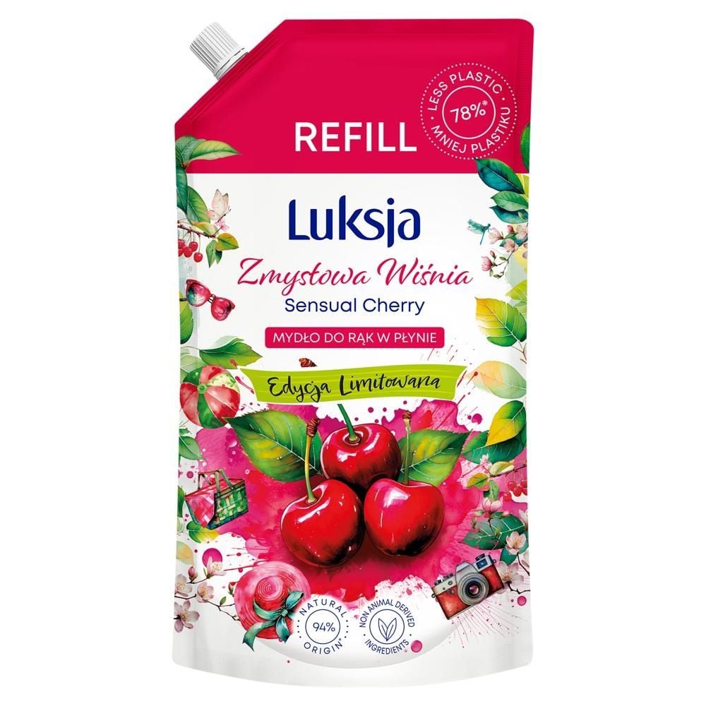 Luksja Mydło do rąk w płynie zmysłowa wiśnia opakowanie uzupełniające 900 ml