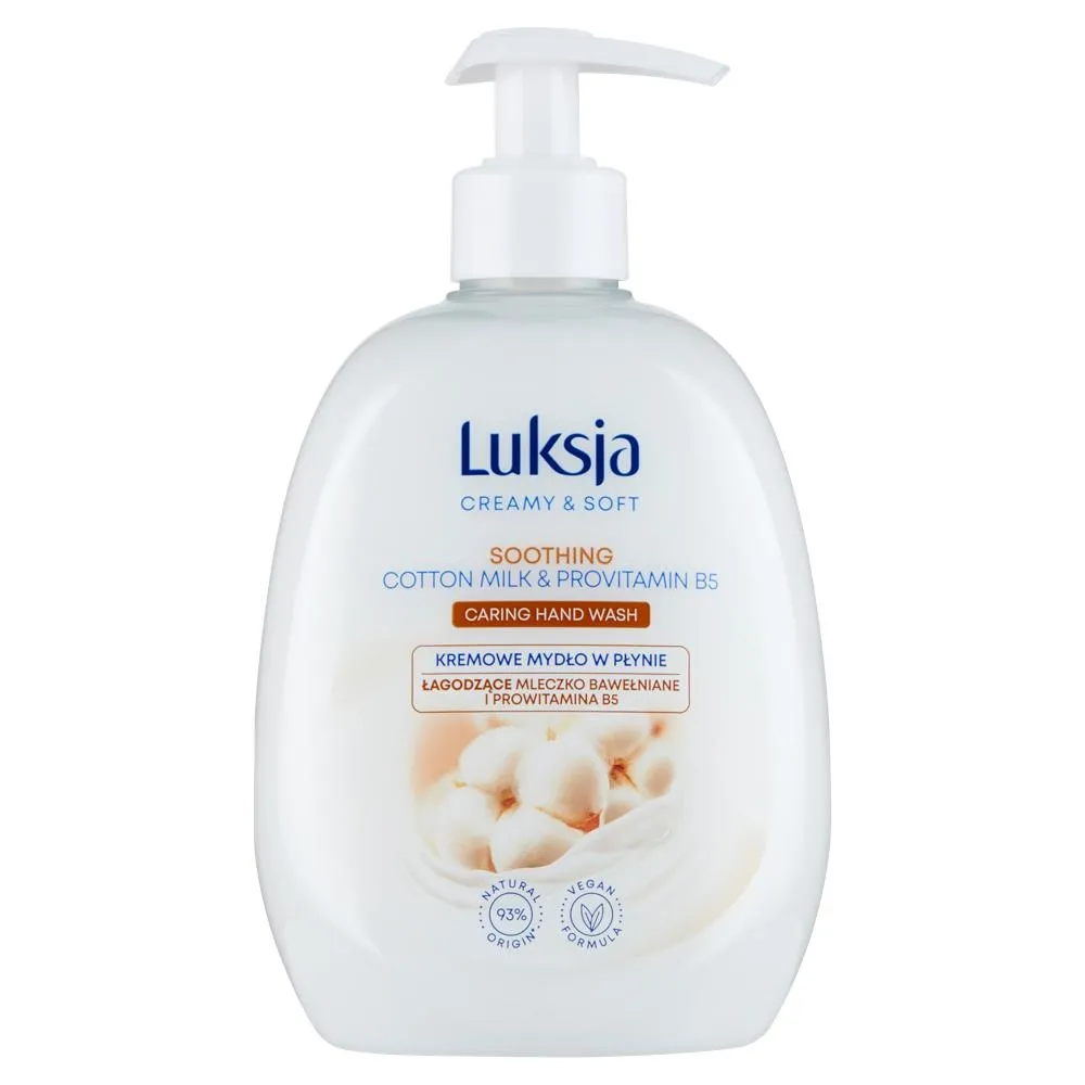 Luksja Creamy & Soft Kremowe mydło w płynie łagodzące mleczko bawełniane i prowitamina B5 500 ml