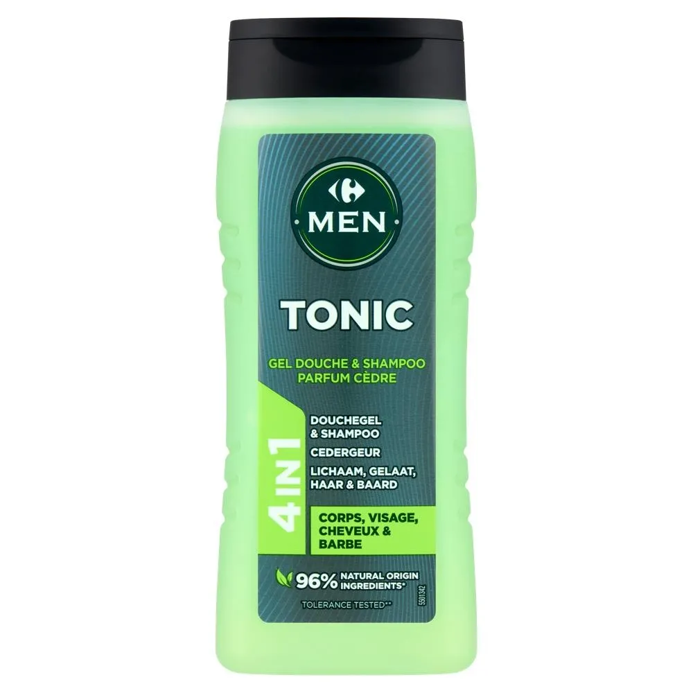 Carrefour Men Tonic 4 in 1 Żel pod prysznic i szampon 300 ml