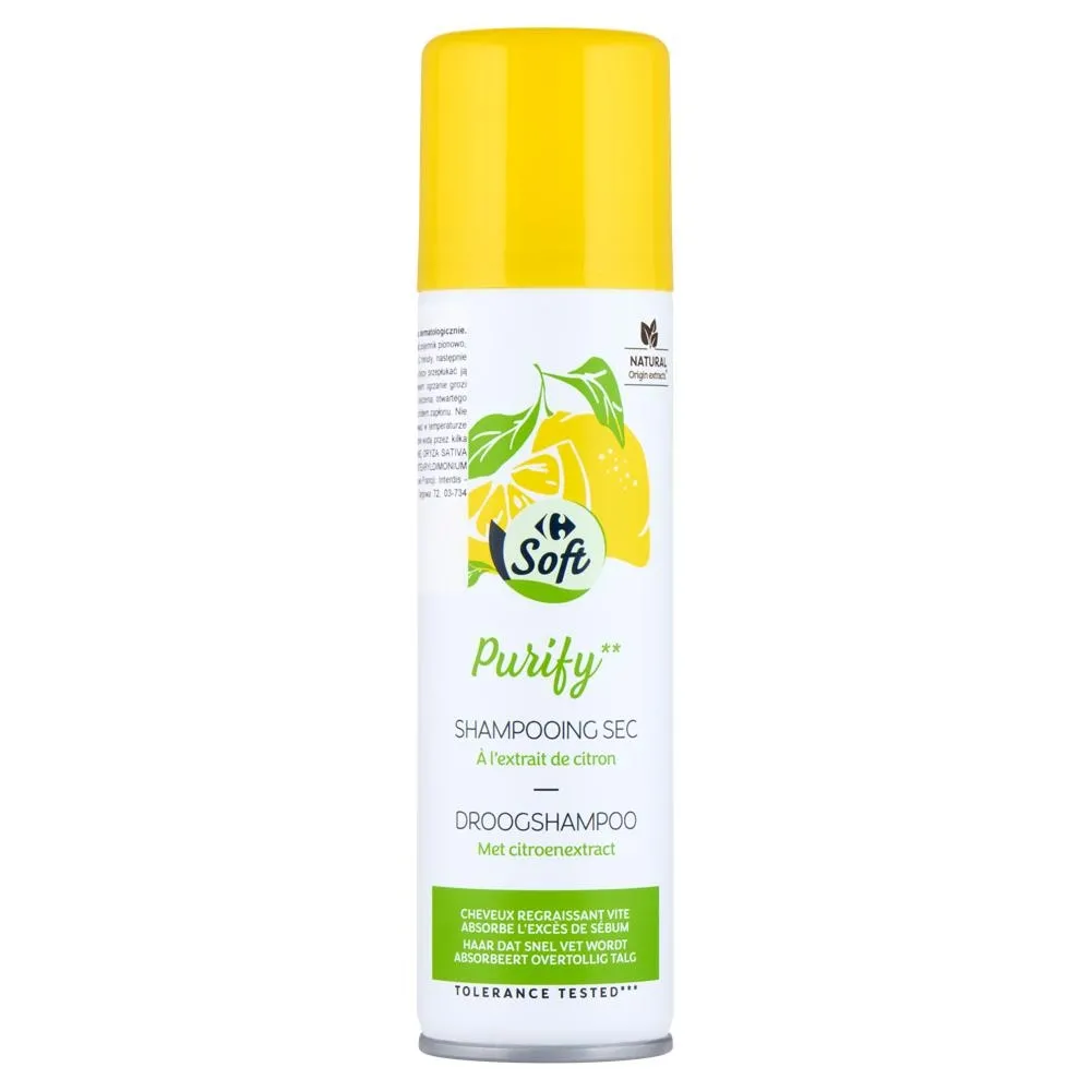 Carrefour Soft Oczyszczający suchy szampon z ekstraktem z cytryny 150 ml