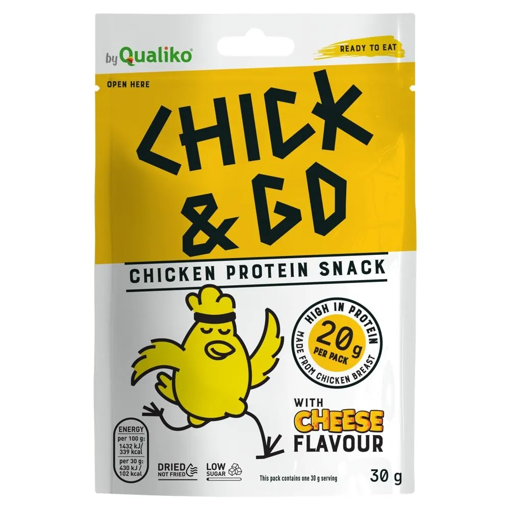 Qualiko Chick & Go Suszone filety z piersi kurczaka w marynacie o smaku serowym 30 g