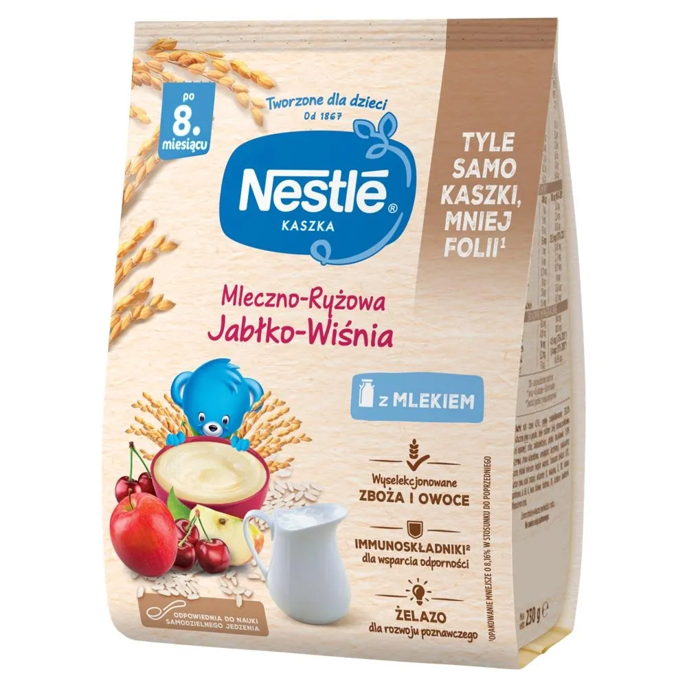 Nestlé Kaszka mleczno-ryżowa jabłko-wiśnia po 8. miesiącu 230 g