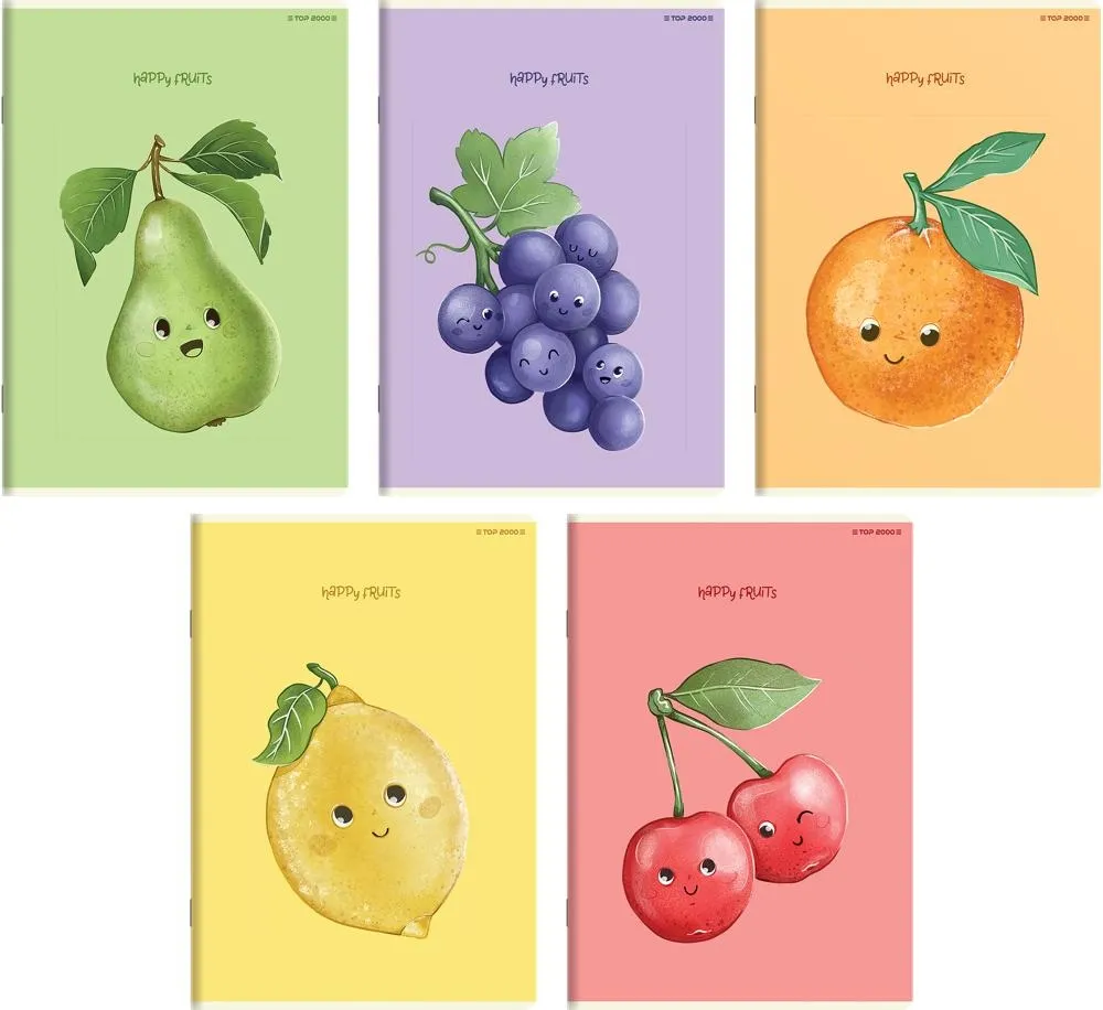 Zeszyt Top 2000 Happy Fruits  A5 32 kartki kratka z marginesem
