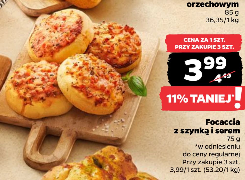 Focaccia z szynką i serem