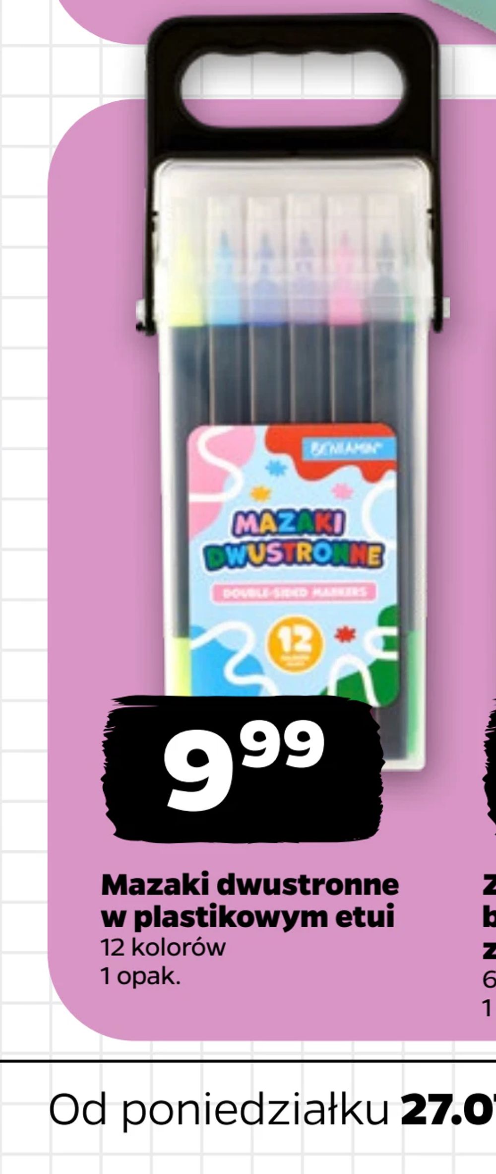 Mazaki dwustronne w plastikowym etui