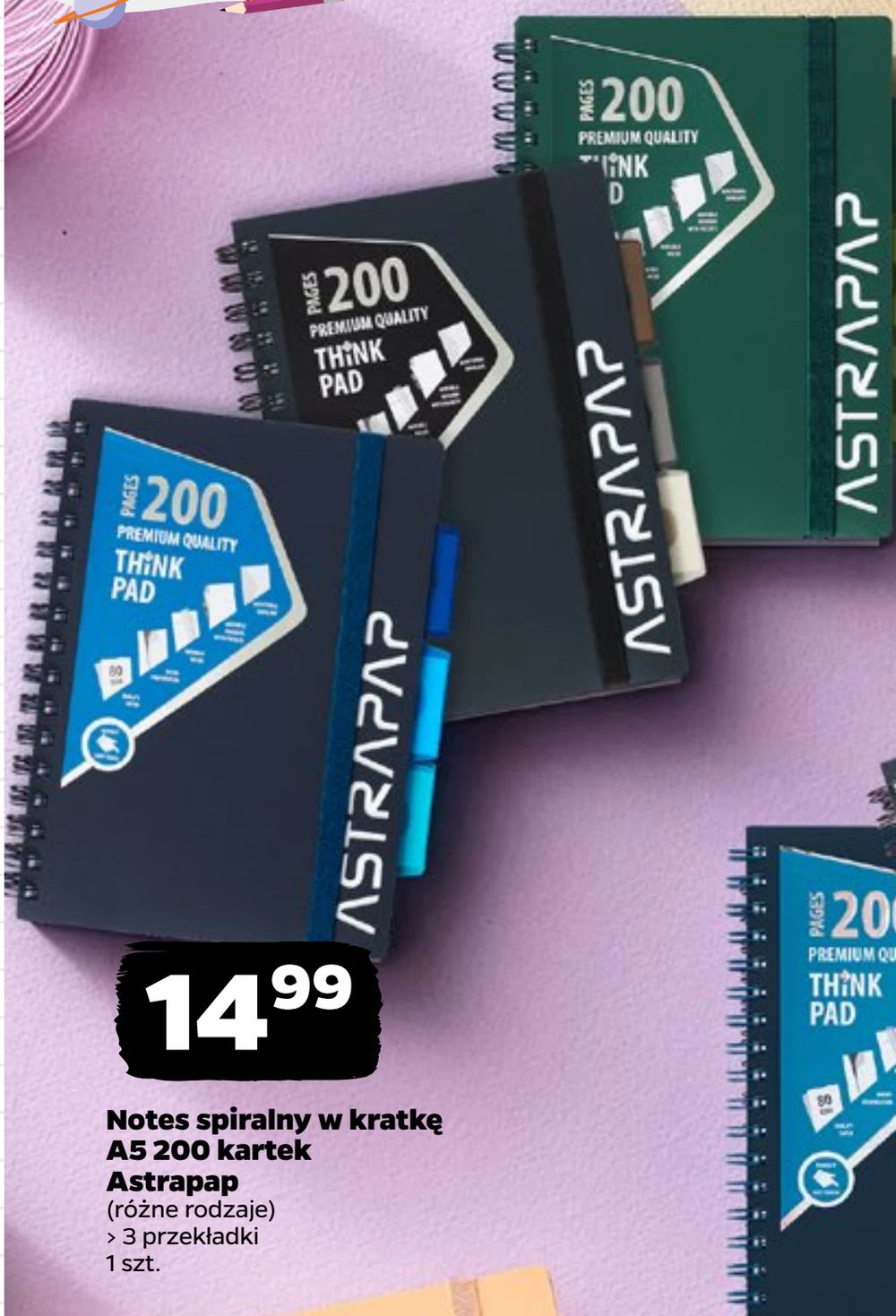 Notes spiralny w kratkę A5 200 kartek Astrapap