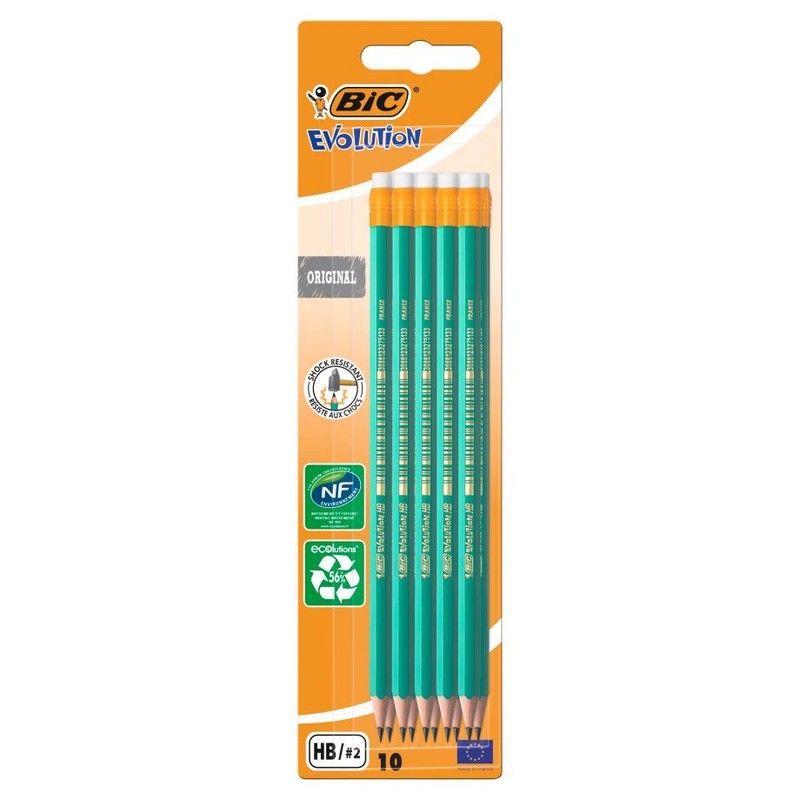 Ołówek z gumką Evolution Original 655 ECOlutions HB BIC 10 sztuk