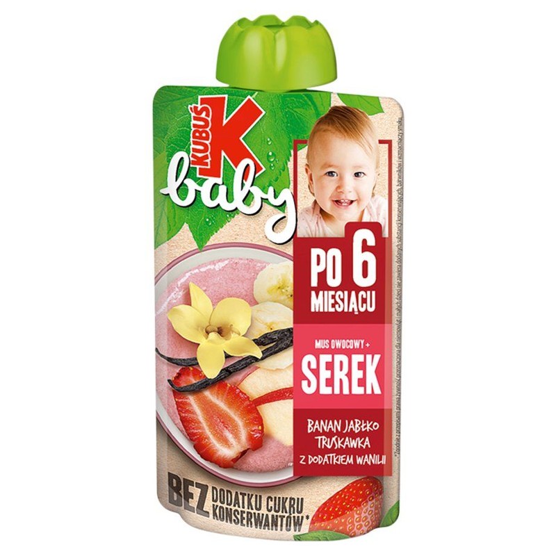 Mus wieloowocowy + serek banan-jabłko-truskawka po 6 miesiącu Kubuś 100 g
