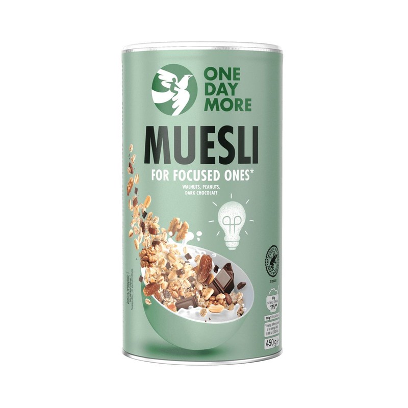 Musli skoncentrowane z czekoladą i orzechami One Day More 450 g