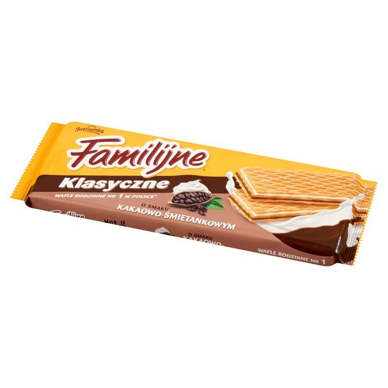 Wafle Familijne klasyczne o smaku kakaowo-śmietankowym Jutrzenka 180 g