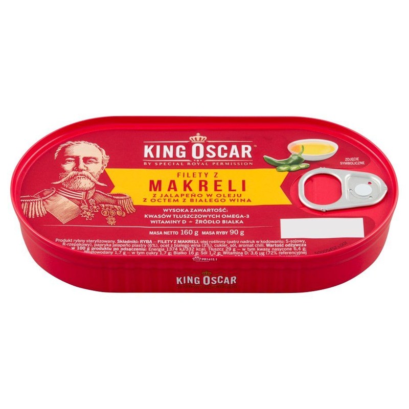 Filety z makreli z jalapeno w oleju z octem z białego wina King Oscar 160 g