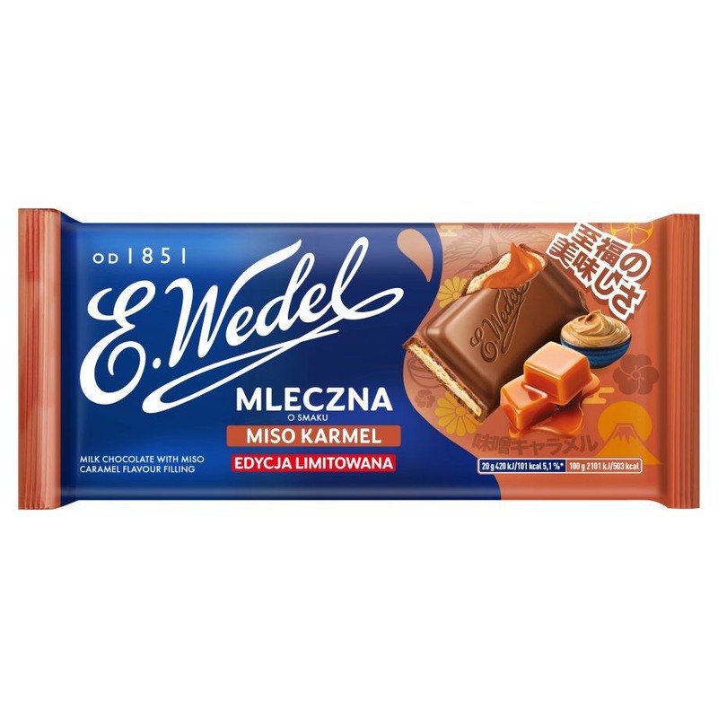 Czekolada mleczna z nadzieniem Miso karmel   E.Wedel 100 g