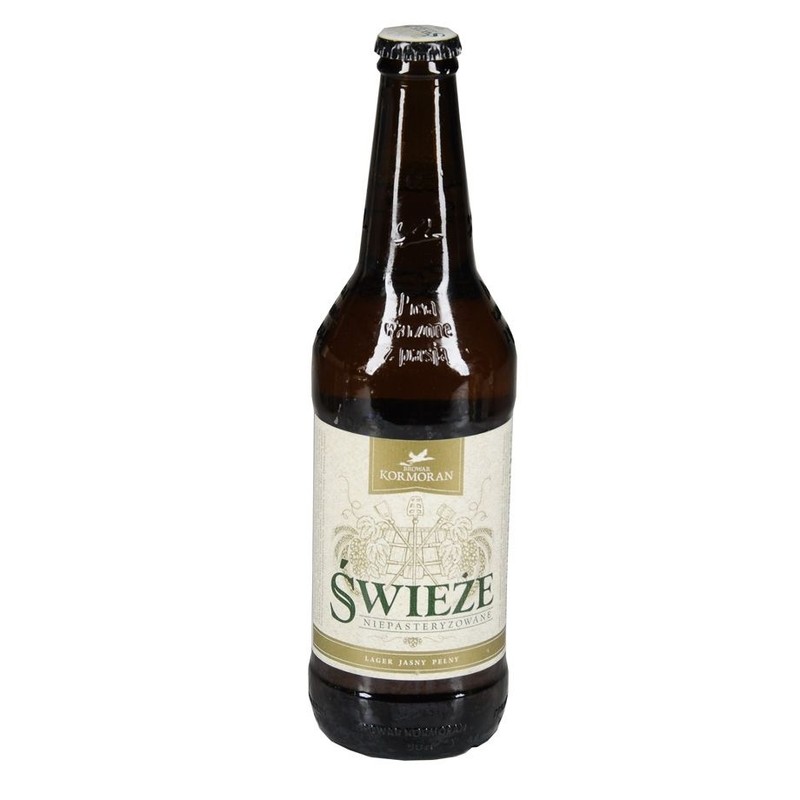 Piwo jasne lager Świeże alk. 6,2% ojb. Kormoran 500 ml