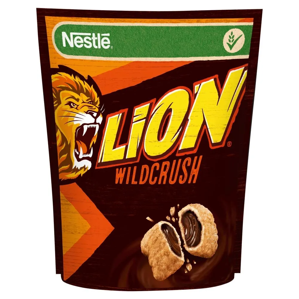 Nestlé Lion WildCrush Chrupiące płatki z nadzieniem o smaku karmelowo-czekoladowym 350 g