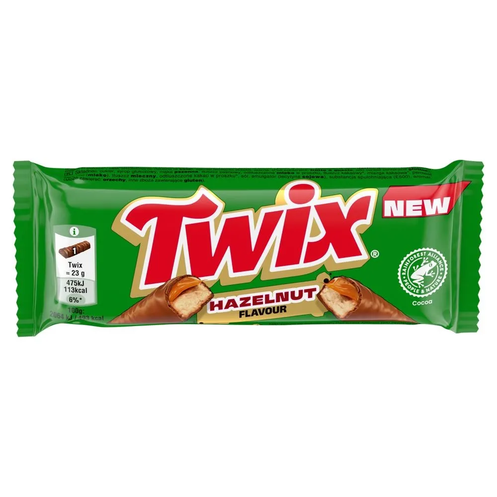 Twix Ciasteczka oblane karmelem i mleczną czekoladą o smaku orzechów laskowych 46 g (2 x 23 g)