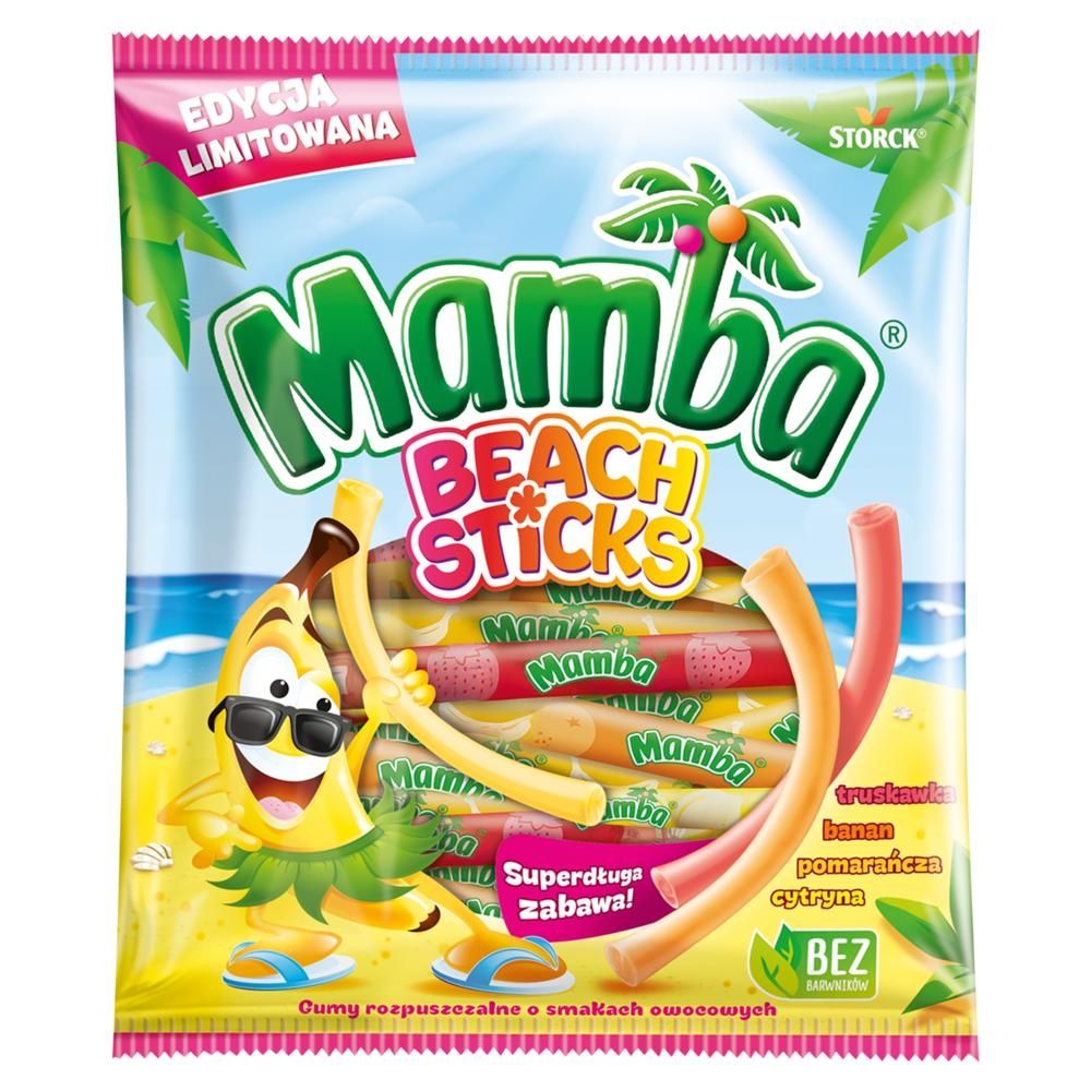 Mamba Beach Sticks Gumy rozpuszczalne o smakach owocowych 140 g