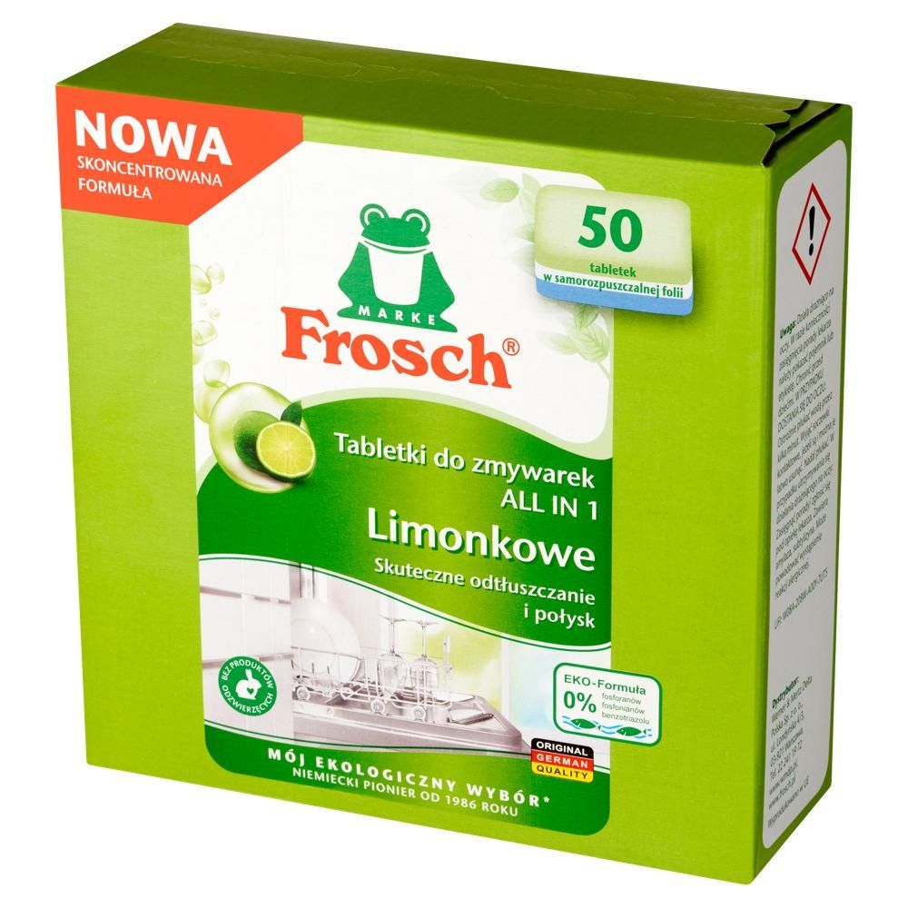 Frosch Tabletki do zmywarek all in 1 limonkowe 900 g (50 x 18 g)