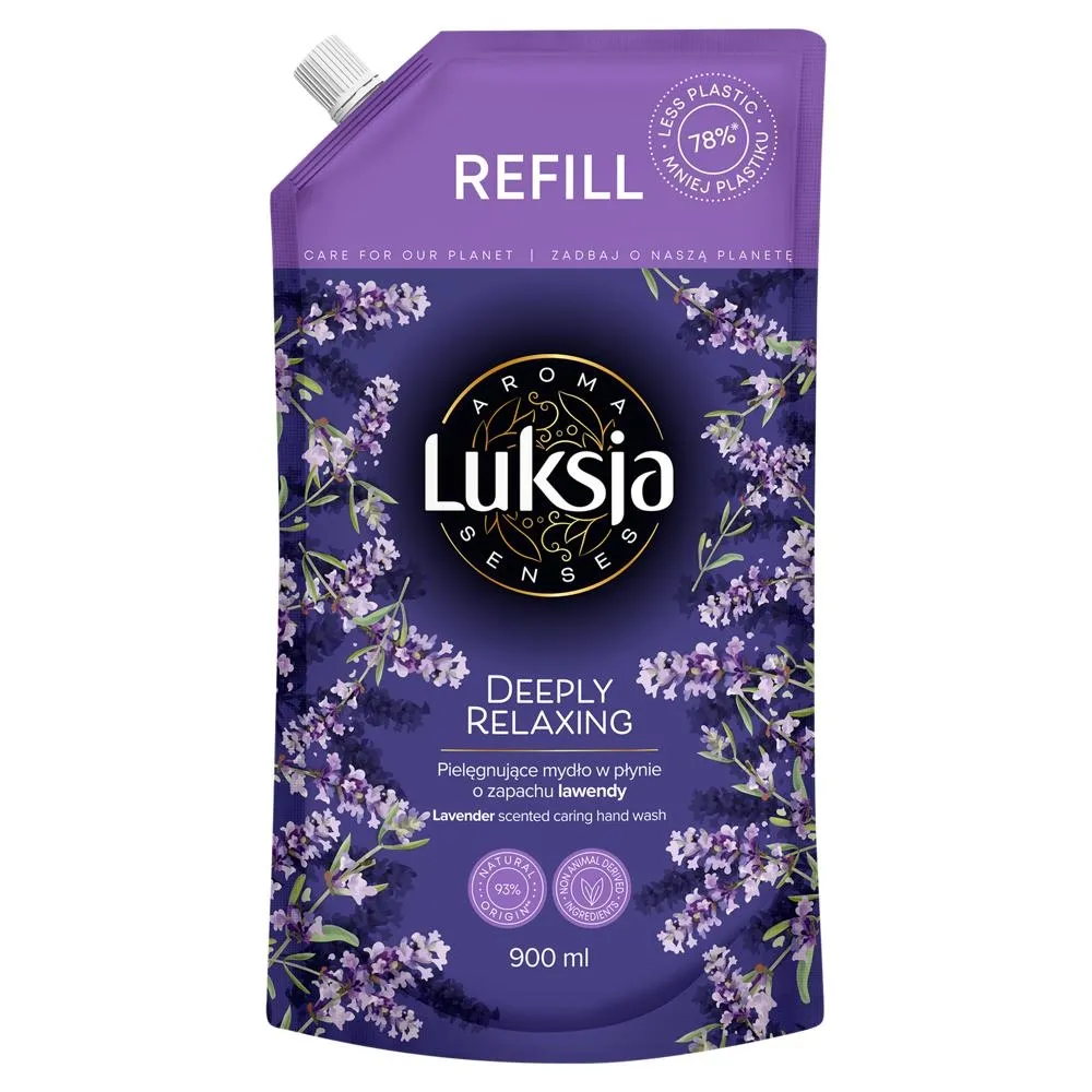 Luksja Aroma Senses Pielęgnujące mydło w płynie o zapachu lawendy opakowanie uzupełniające 900 ml