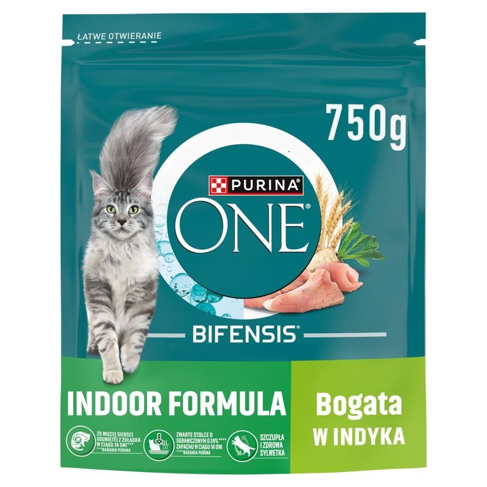 PURINA ONE Bifensis Indoor Formula Karma dla dorosłych kotów bogata w indyka 750 g