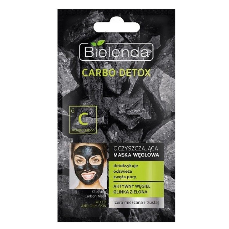 Carbo Detox oczyszczająca maska węglowa glinka zielona Bielenda  1 sztuka