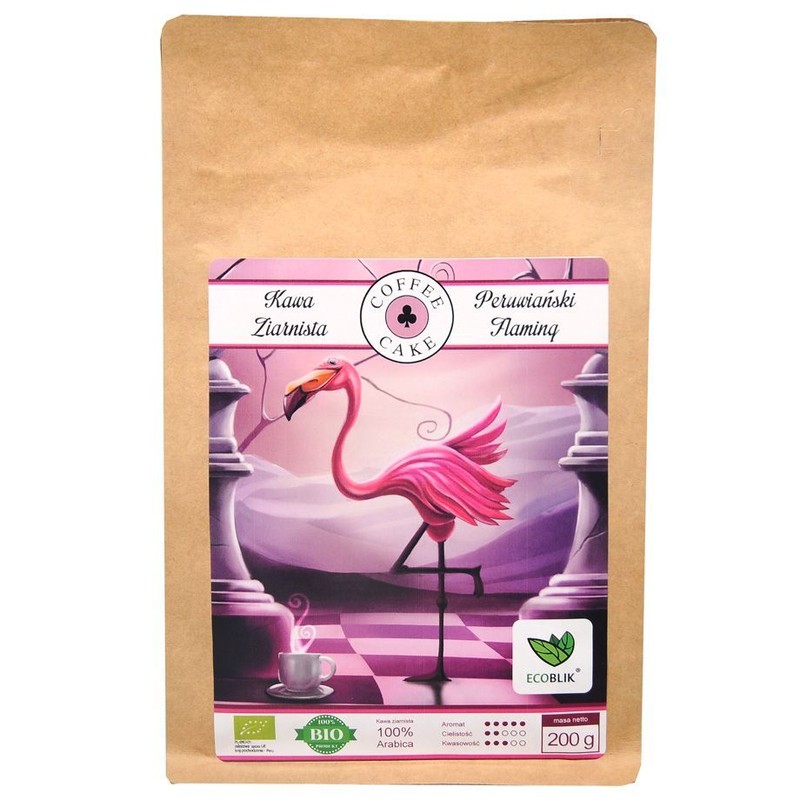 BIO Kawa ziarnista 100% Arabica Peruwiański Flaming Coffee Cake 200 g