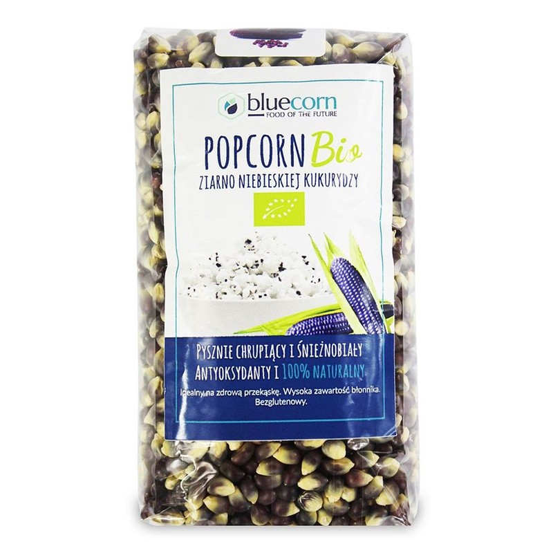 BIO Popcorn z niebieskiej kukurydzy ziarno, bezglutenowy bluecorn 350 g