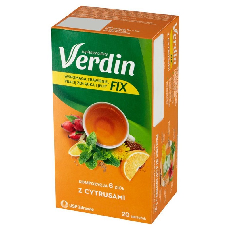 Herbata kompozycja 6 ziół z cytrusami Verdin 20 torebek