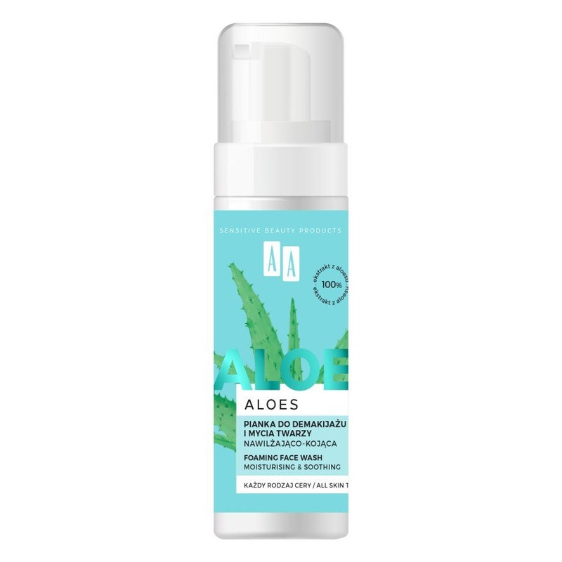 Pianka do demakijażu i mycia twarzy Aloes 100% Aloe Vera Extract  AA  150ml