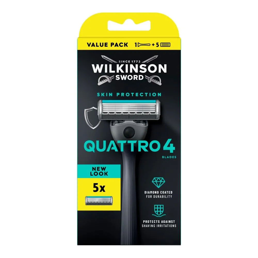 Wilkinson Sword Quattro Maszynka do golenia z 4 ostrzami i 5 wkładów