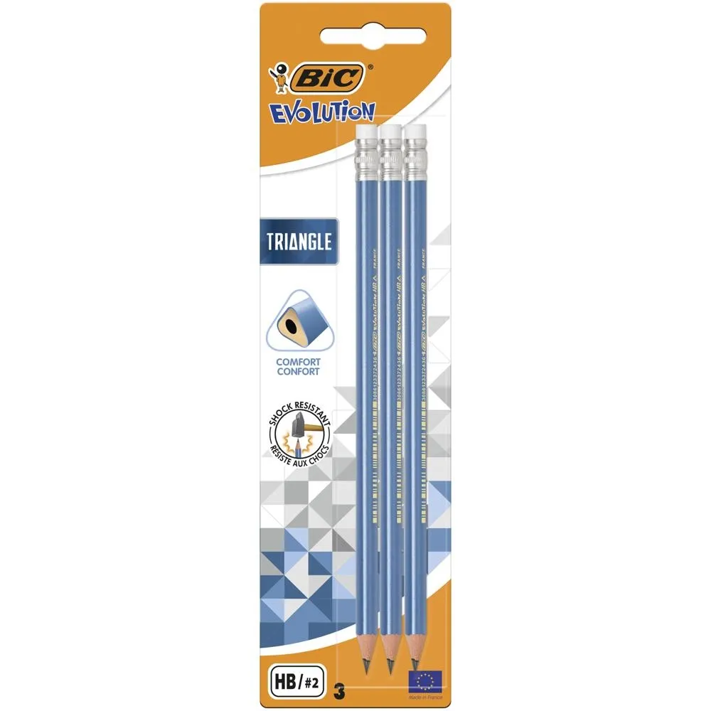 BIC Evolution Triangle ołówek trójkątny z gumką blister 3 sztuki