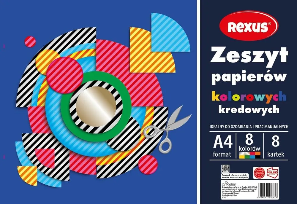 ZESZYT PAPIERÓW KOLOROWYCH KREDOWANYCH A4/8k