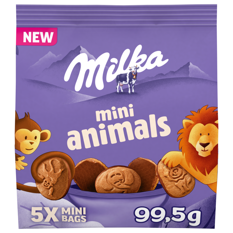 Milka Animals herbatniki w kształcie zwierzątek oblane czekoladą mleczną