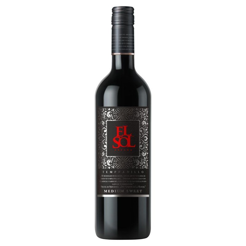 Wino hiszpańskie czerwone półsłodkie Tempranillo alk. 12,0% obj. El Sol 750 ml