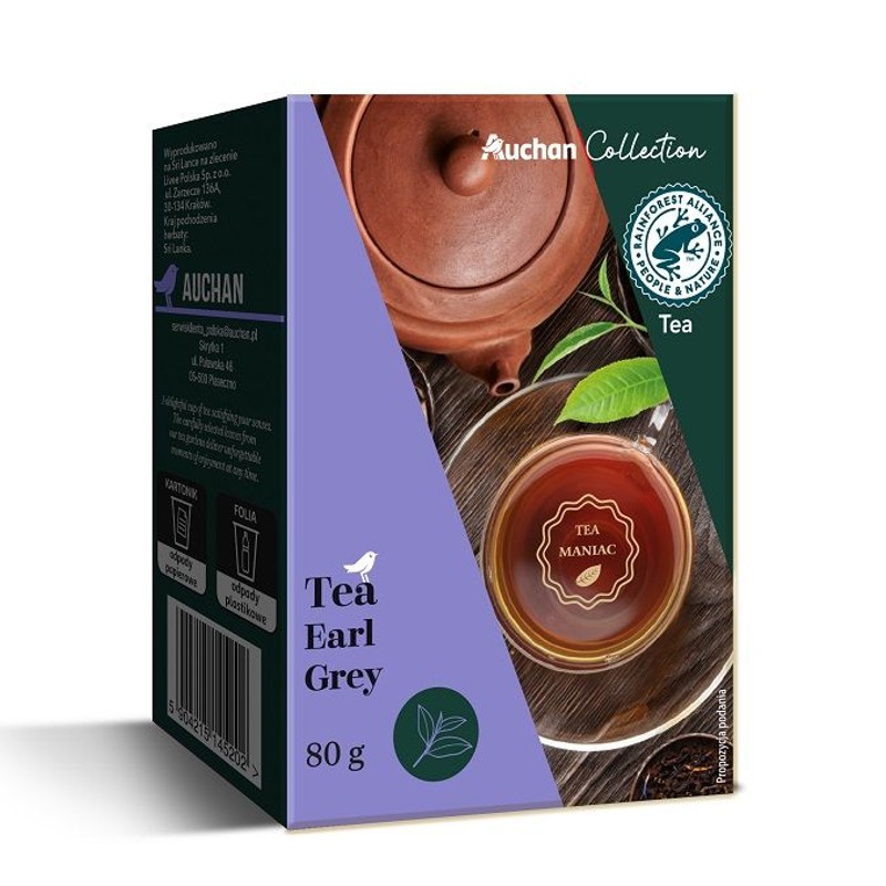 Herbata czarna cejlońska Earl Grey liściasta  Auchan Collection  80 g