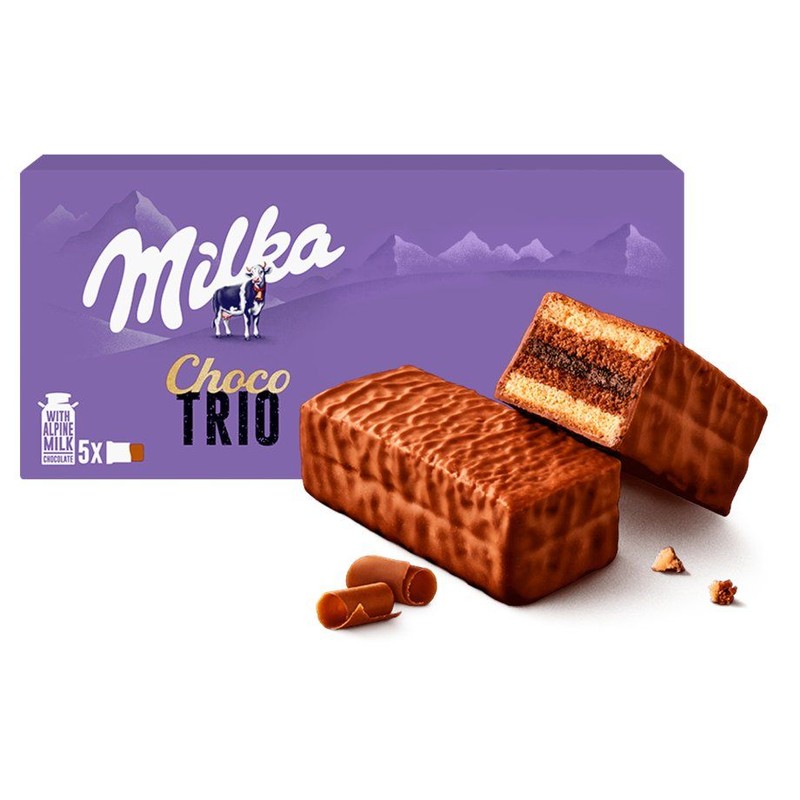 Ciastka biszkoptowe z nadzieniem kakaowym Choco Trio   Milka  150 g