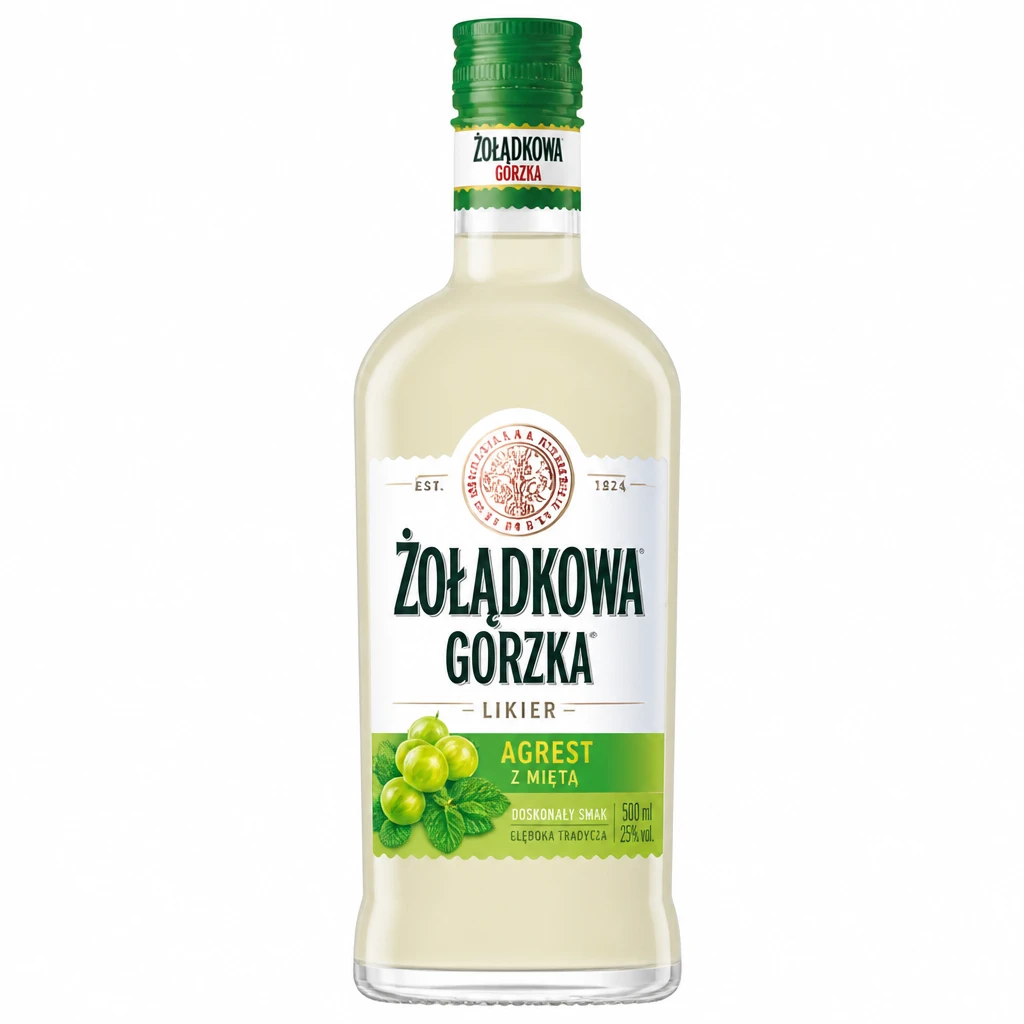 Likier Żołądkowa gorzka agrest z miętą 0,5l 25%