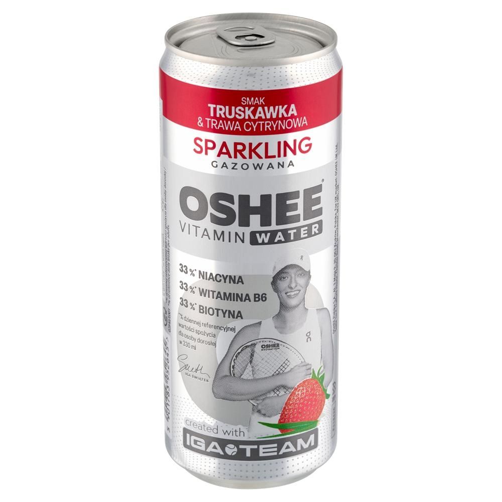Oshee Vitamin Water Napój gazowany smak truskawka & trawa cytrynowa 330 ml