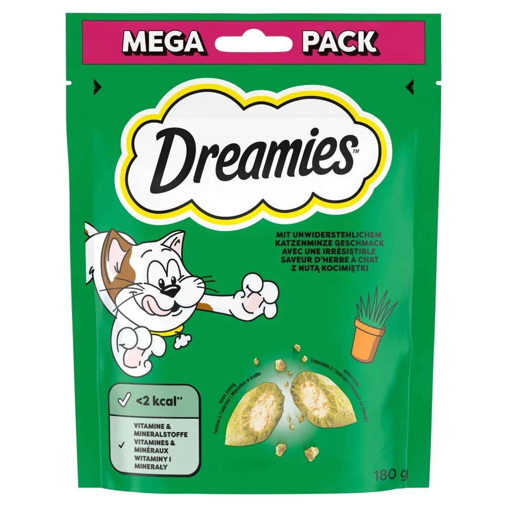 Dreamies Karma uzupełniająca dla dorosłych kotów i kociąt z nutą kocimiętki 180 g