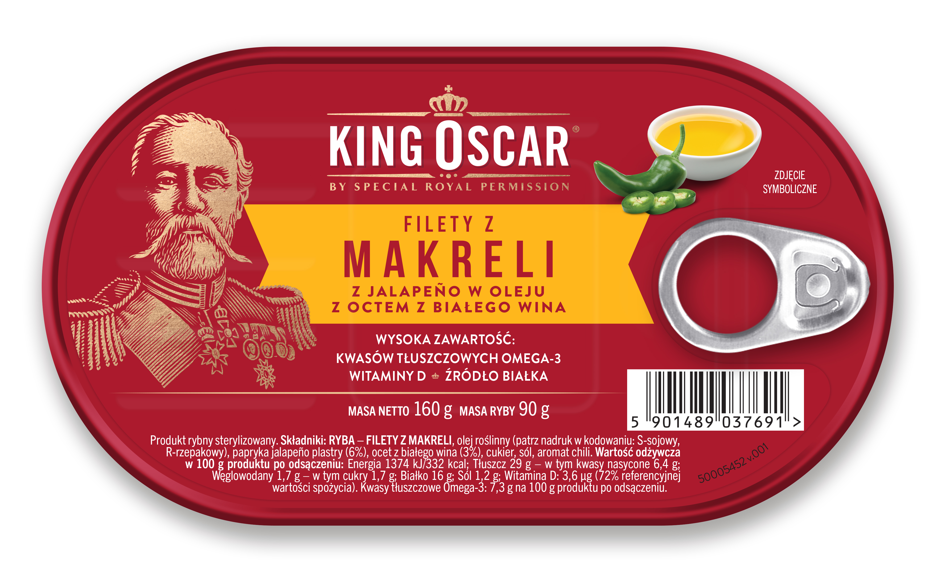 Filety Z Makreli Z Jalapeno W Oleju Z Octem Z Białego Wina 160G King Oscar