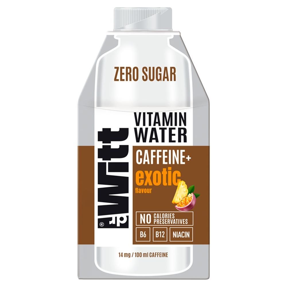 Dr Witt Vitamin Water Caffeine+ Napój o smaku owoców egzotycznych bez cukru 500 ml