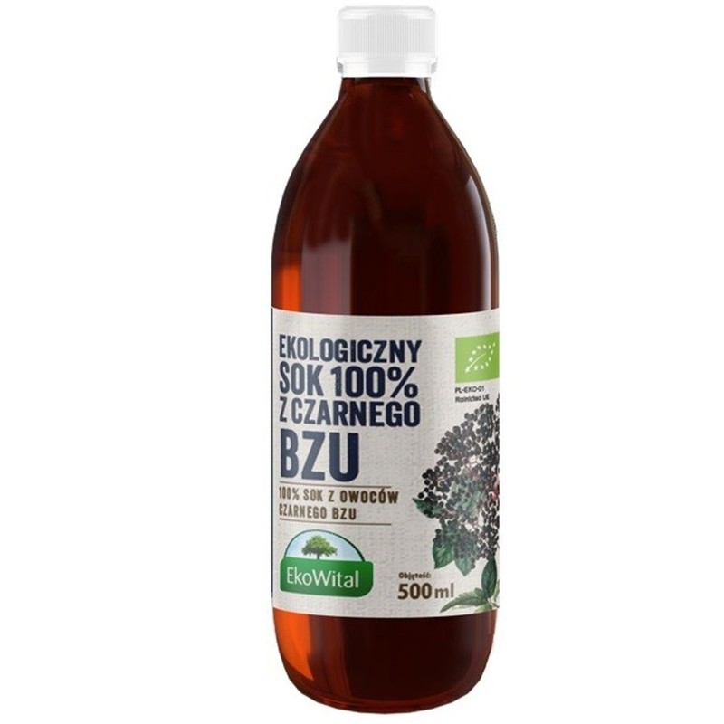 Ekologiczny Sok z czarnego bzu 100% Eko Wital 500 ml