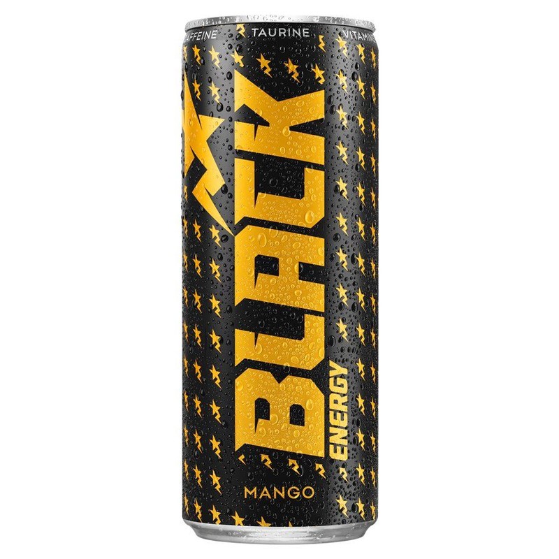 Gazowany napój energetyzujący o smaku mango z dodatkiem witamin  BLACK 250 ml