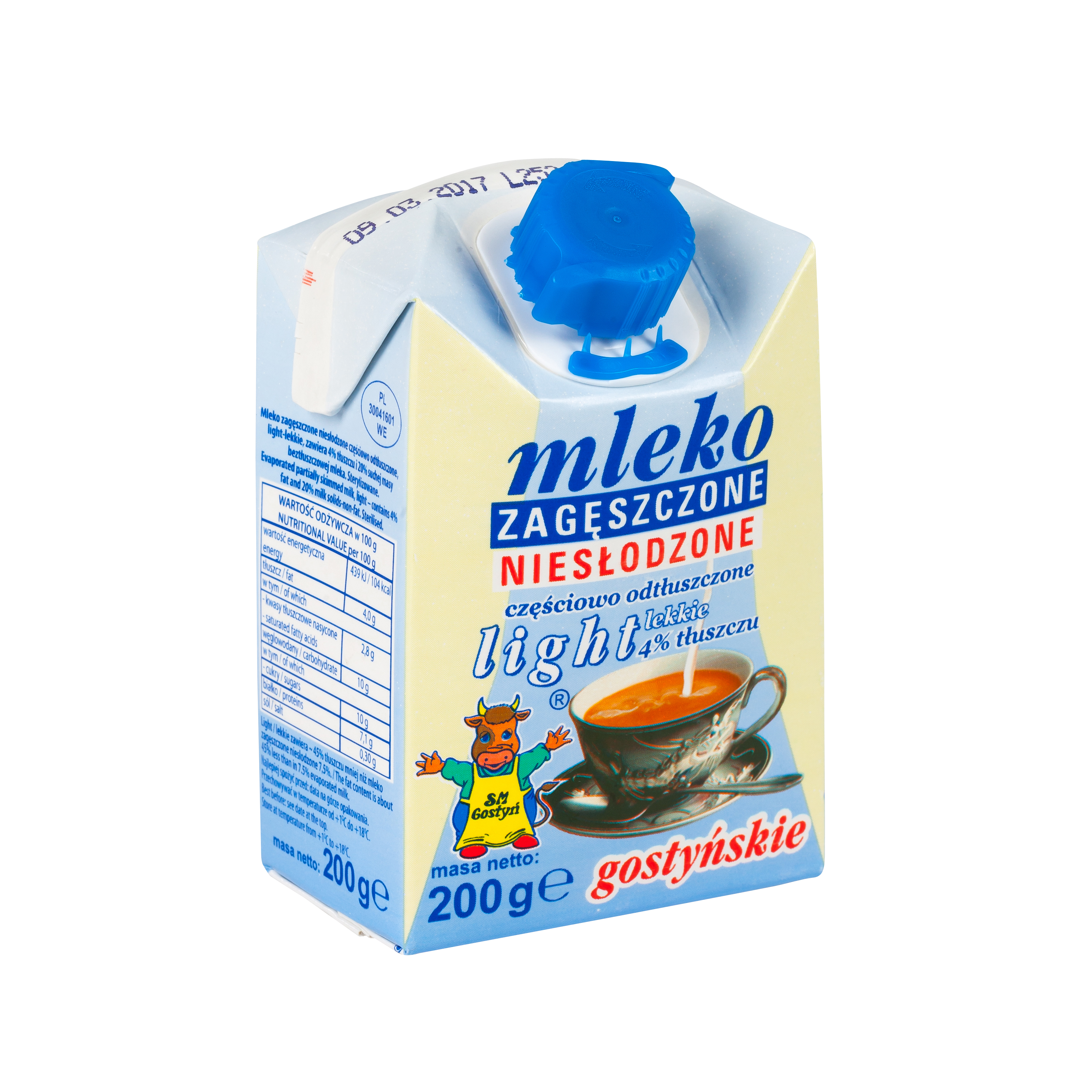 Spółdzielnia Mleczarska W Gostyniu. Gostyń Mleko Zagęszczone Niesłodzone Gostyńskie Light 200G