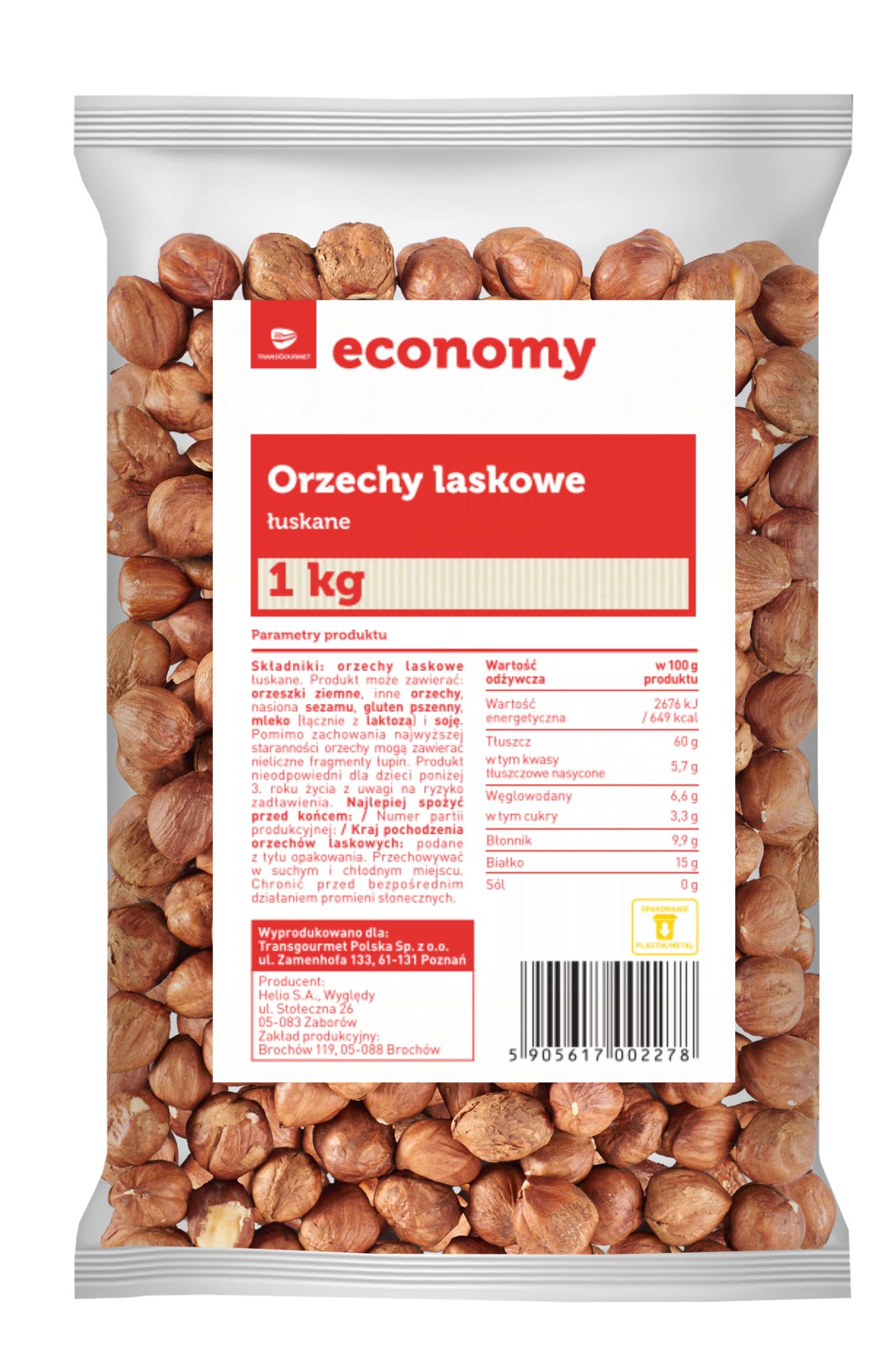 Tge Orzechy Laskowe Łuskane 1000 G