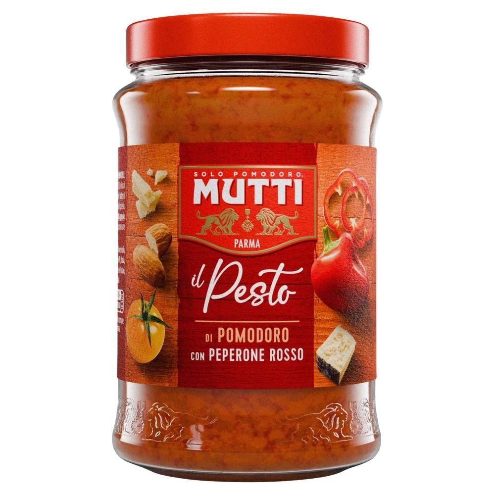 Mutti Sos z pomarańczowych pomidorów i czerwonej papryki z serem Pecorino Romano i migdałami 180 g