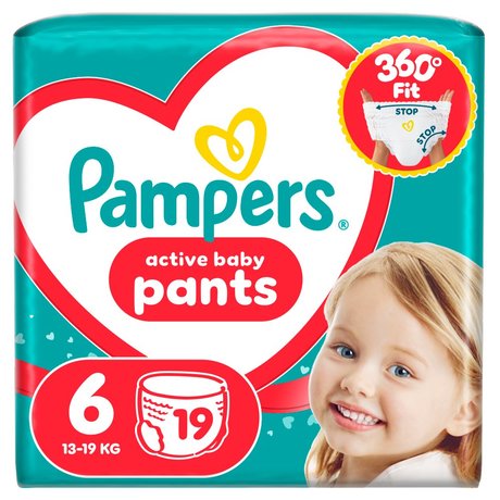 Pampers Active Baby Pieluchomajtki Rozmiar 6, 19 szt., 13kg-19kg