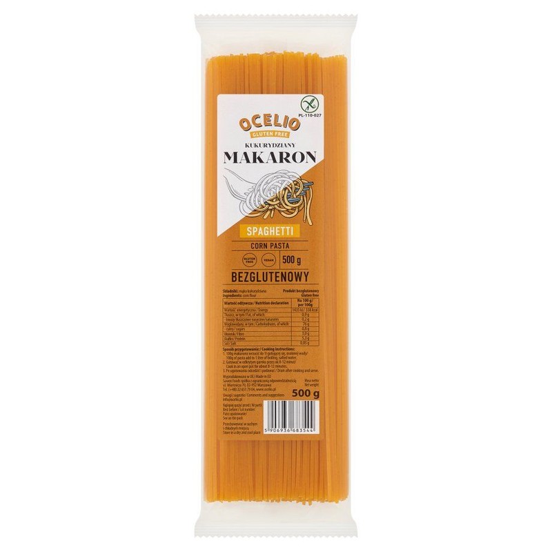 Makaron kukurydziany spaghetti bezglutenowy Ocelio 500 g