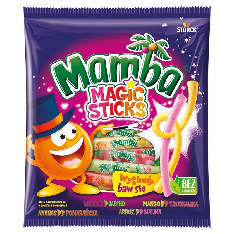 Magic Sticks owocowe gumy rozpuszczalne Mamba 140 g