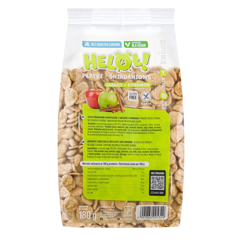 Płatki śniadaniowe HELOŁ! jabłko+cynamon bezglutenowa Glutenex 180 g